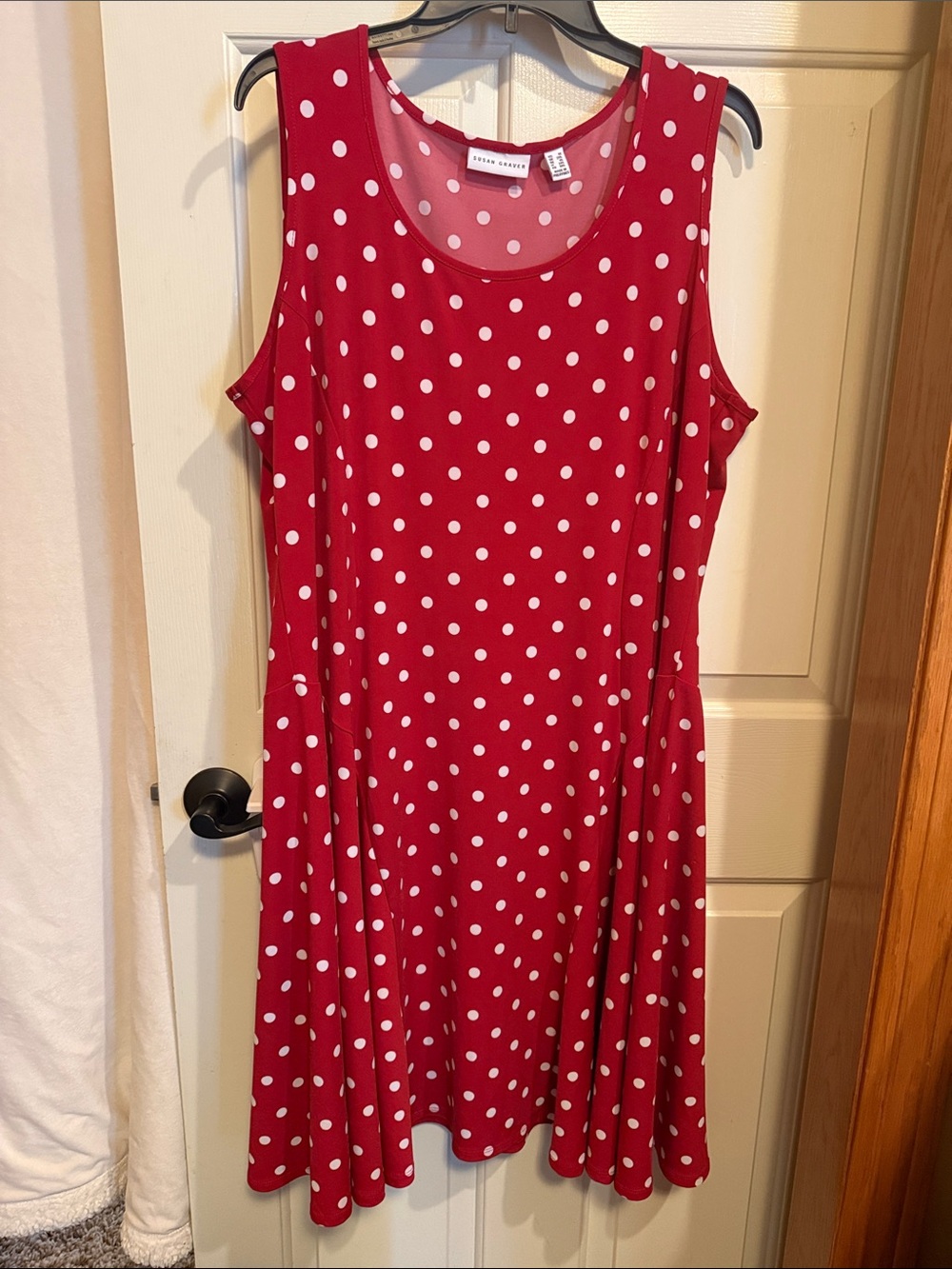 Susan Graver Red Polka Dot Sleeveless Swing Dress